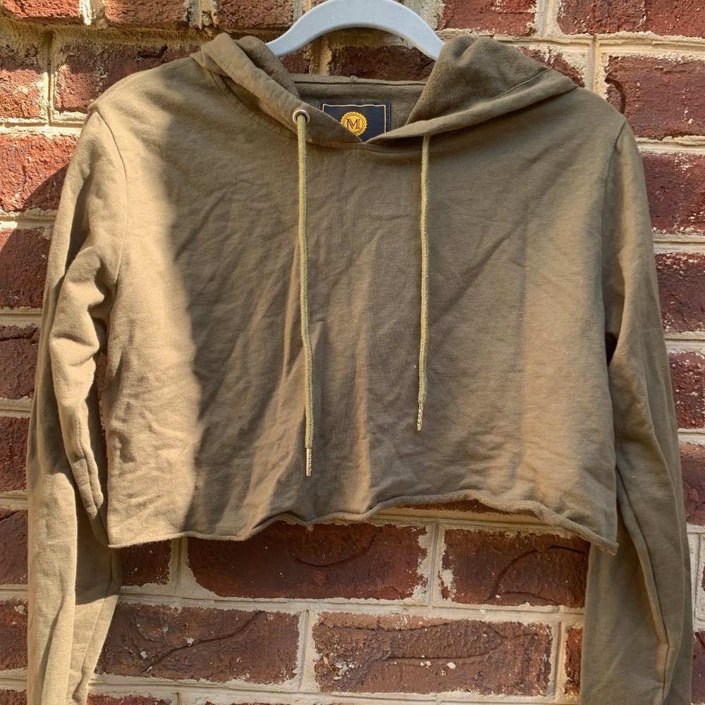 Moxeay Green Crop Top Hoodie